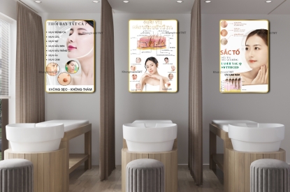 Tranh tráng gương chăm sóc da - khung tranh tráng gương đẹp cho spa - thẩm mỹ viện