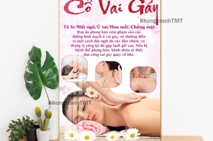 KHUNG TRANH TRÁNG GƯƠNG MASAGE CỔ VAI GÁY  ĐẢ THÔNG HUYỆT VỊ 