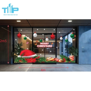 DECAL DÁN KÍNH GIÁNG SINH “MERRY CHRISTMAS” – TRANG TRÍ CỬA KÍNH SHOP, SPA, QUÁN CAFE MẪU 13