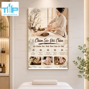 Gội dầu dưỡng sinh, chăm sóc body, massage bàn chân,.... Tranh tráng gương spa cao cấp sắc nét