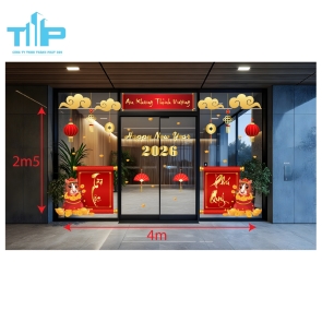Mẫu mới  2026 - Decal Tết Cửa Hàng 2026 – Happy New Year, Phú Quý Cát Tường mẫu 41