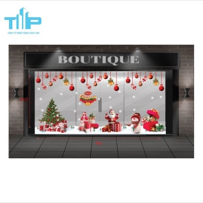 Decal Noel – Cây Thông & Ông Già Noel Sang Trọng mẫu 23