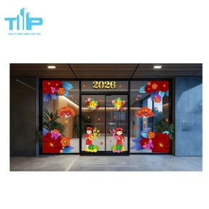 Decal Tết Dễ Thương 2026 – Bé Chúc Xuân, Hoa Nở Rộn Ràng, Đón Lộc Đầu Năm ! mẫu 38