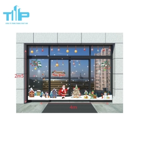 Decal  trang trí Giáng Sinh ông già noel và người tuyết mẫu 4