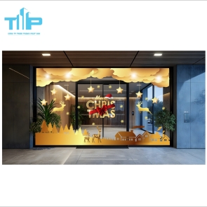 Trang trí Giáng Sinh nổi bật với decal Noel vàng ánh kim sang trọng mẫu 63