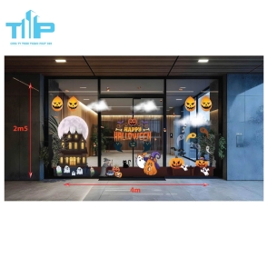 Decal Halloween 2026 Trang Trí Cửa Kính  – Lâu Đài Ma, Bí Ngô Cười, Ma Bay Siêu Đẹp Tại THÀNH PHÁT 369 Mẫu 2
