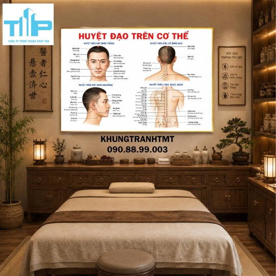 Tranh các huyệt đạo, những bệnh lý thường gặp ở cột sống cổ, lưng, ....