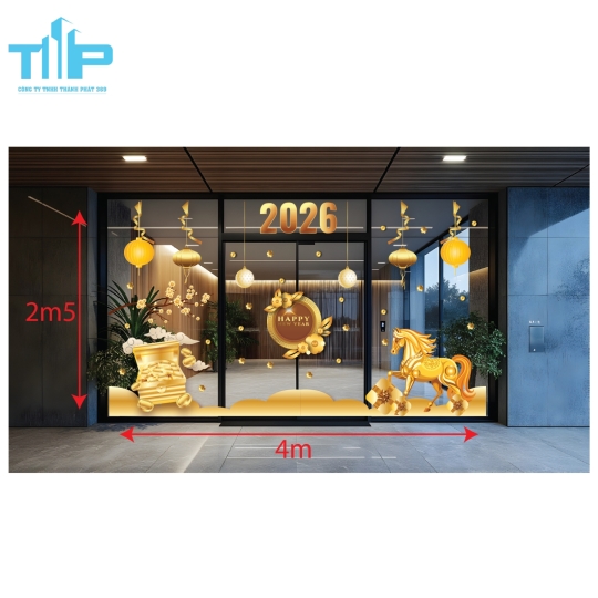 Mẫu mới  2026 - Decal Tết 2026 Bán Chạy Nhất – Sắc Vàng Thịnh Vượng  mẫu 55