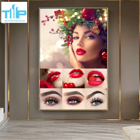tranh phun xăm  tráng gương sang trọng trang trí spa thẩm mỹ viện