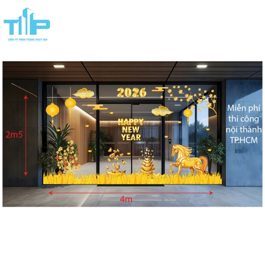 Mẫu mới  2026 - Decal Trang Trí Tết 2026 – Ngựa Vàng Khai Xuân, Tài Lộc Ngập Tràn  mẫu 63