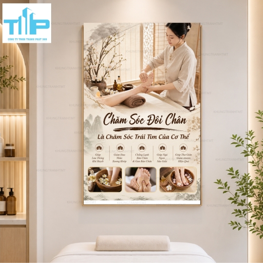 Gội dầu dưỡng sinh, chăm sóc body, massage bàn chân,.... Tranh tráng gương spa cao cấp sắc nét