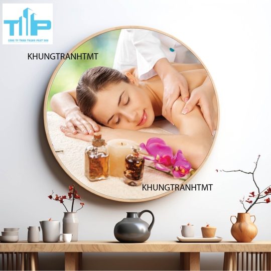 Khung tranh tráng gương - Tranh tròn spa chăm sóc da 7