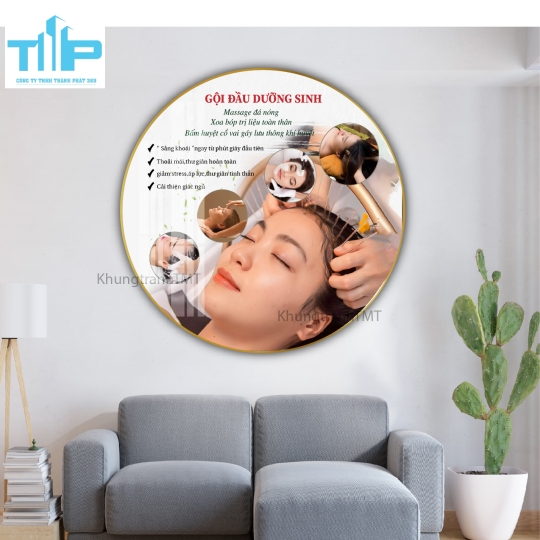 Khung tranh tráng gương- Tranh tráng gương tròn cho tiệm Dưỡng sinh, Spa
