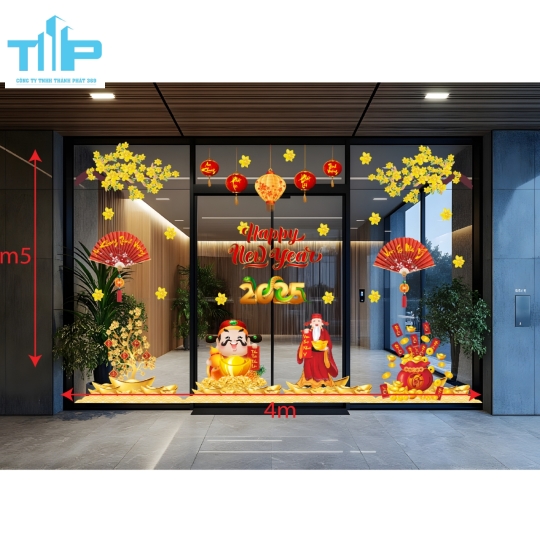 Decal Trang Trí Tết 2026 – Hình Ảnh Đậm Chất Xuân, Dễ Dán Dễ Gỡ mẫu 32