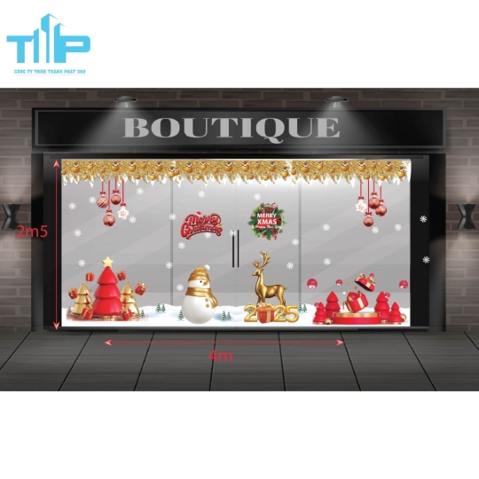 Decal Trang Trí Noel Cửa Kính – Decal Dán Kính Giáng Sinh 3D Sang Trọng mẫu 22