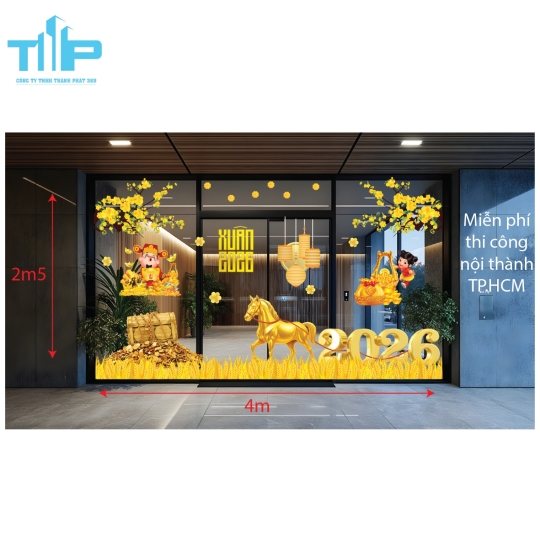Mẫu mới  2026 - Mẫu Decal Tết 2026 Hot Trend –Ngựa Vàng Tài Lộc  mẫu 56