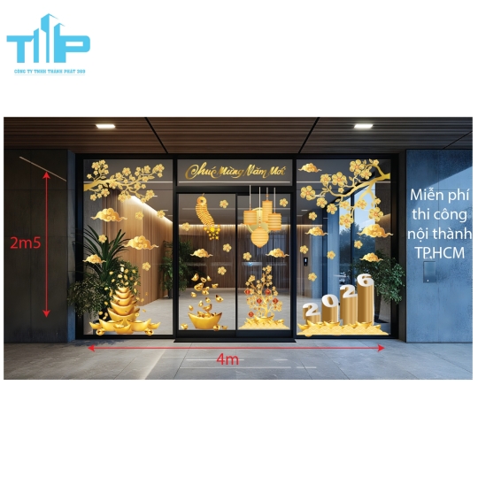 Mẫu mới  2026 -Decal Dán Kính Trang Trí Tết 2026 – Xu Hướng Được Tìm Kiếm Nhiều Nhất   mẫu 57