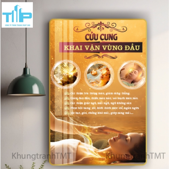 khung tranh tráng gương massage khai vận vùng đầu