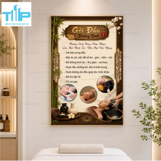 Gội dầu dưỡng sinh, chăm sóc body, massage bàn chân,.... Tranh tráng gương spa cao cấp sắc nét