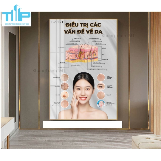 tranh tráng trí tráng gương cho spa thẩm mỹ viện về chăm sóc da 
