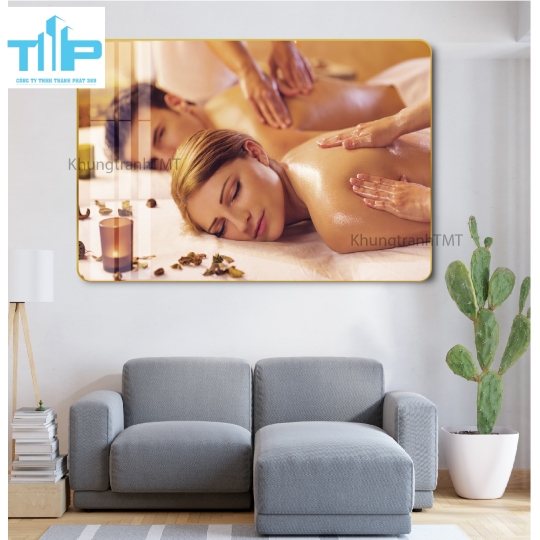 Khung tranh tráng gương - trang trí tiệm spa- massage