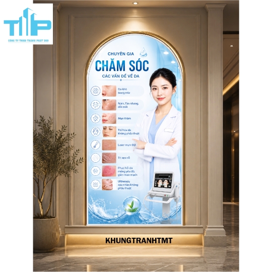 Tranh vòm tráng gương nguyên nhân nám - tàn nhang decor thẩm mỹ viện, spa hiện đại