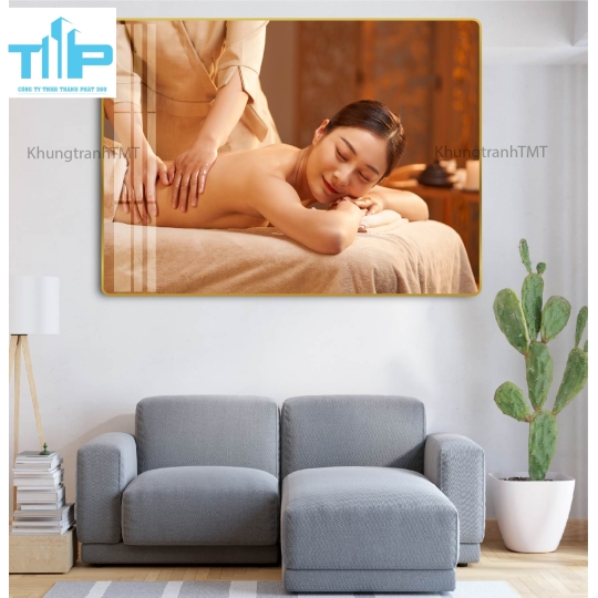 Khung tranh tráng gương - trang trí tiệm spa- massage