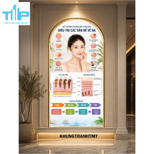 Tranh vòm tráng gương nguyên nhân nám - tàn nhang decor thẩm mỹ viện, spa hiện đại
