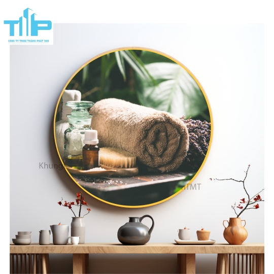 Khung tranh tráng gương - Tranh tròn - Tranh thiên nhiên cho spa 