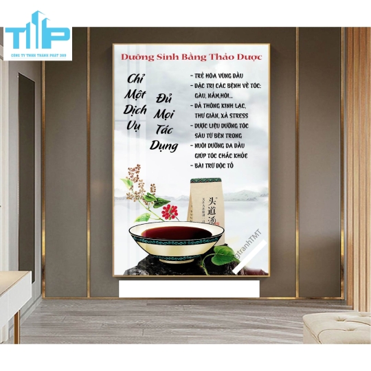 Khung tranh tráng gương- DƯỠNG SINH BẰNG THẢO DƯỢC-MỘT DỊCH VỤ MỌI TÁC DỤNG 