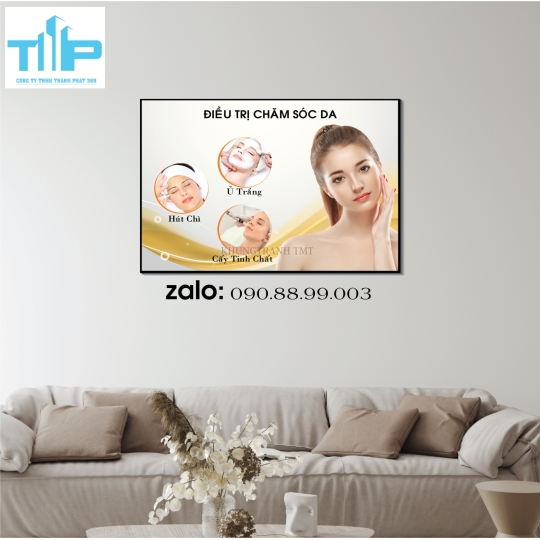 Tranh tráng gương chăm sóc da cho thẩm mỹ viện,spa