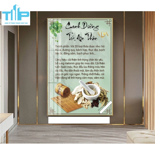 Khung tranh tráng gương - Canh dưỡng tóc an thần- Dưỡng sinh 
