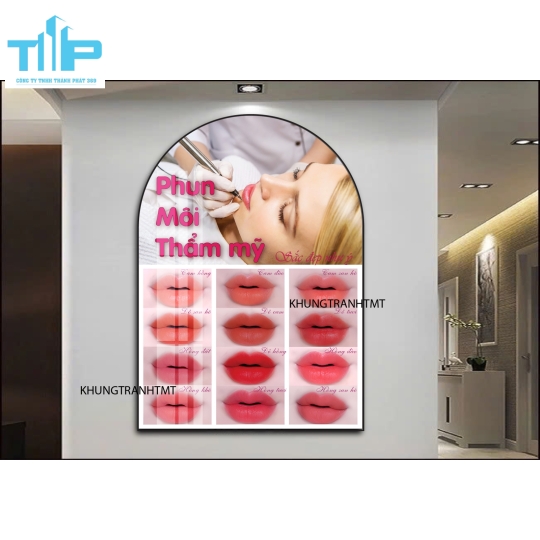 Điêu khắc lông mày, phun xăm thẩm mỹ - Khung tranh vòm tráng gương