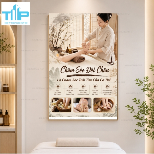 Gội dầu dưỡng sinh, chăm sóc body, massage bàn chân,.... Tranh tráng gương spa cao cấp sắc nét