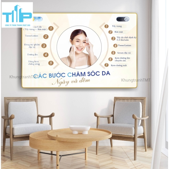 khung tranh tráng gương trang trí cho spa thẩm mỹ viện về cấc vấn đề da