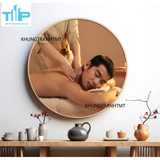 Khung tranh tráng gương - Tranh tròn spa chăm sóc da 2