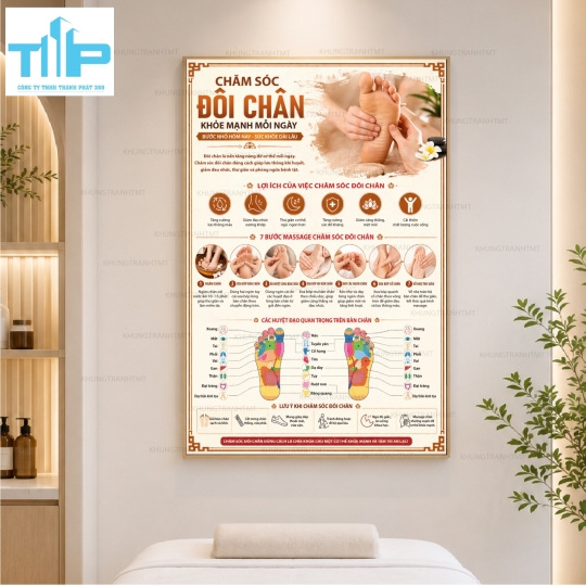 Gội dầu dưỡng sinh, chăm sóc body, massage bàn chân,.... Tranh tráng gương spa cao cấp sắc nét