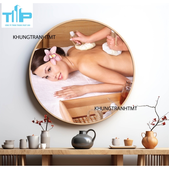 Khung tranh tráng gương - Tranh tròn spa chăm sóc da 5