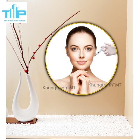 Khung tranh tráng gương- Tranh tròn Cân chỉnh khuôn mặt bằng Collagen