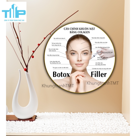 Khung tranh tráng gương- Tranh tròn Cân chỉnh khuôn mặt bằng Collagen