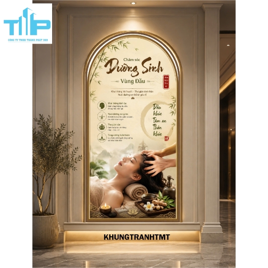 Tranh vòm chăm sóc dưỡng sinh toàn diện - khung tranh tráng gương sắc nét