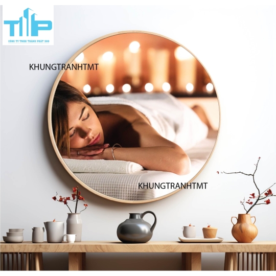Khung tranh tráng gương - Tranh tròn spa chăm sóc da 8