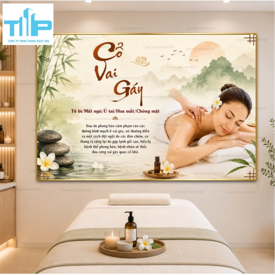 Gội dầu dưỡng sinh, chăm sóc body, massage bàn chân,.... Tranh tráng gương spa cao cấp sắc nét