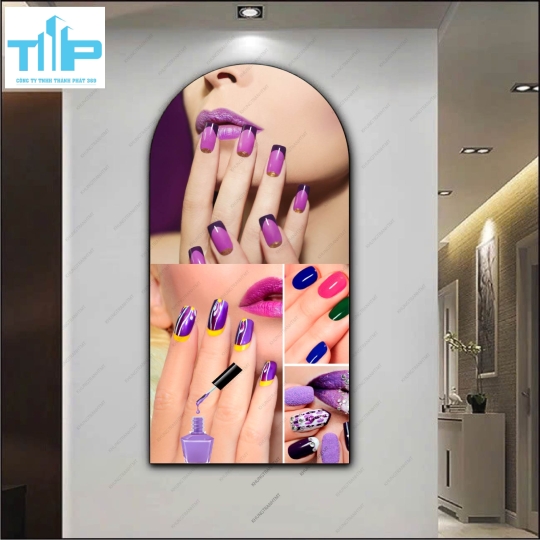 Mẫu nail màu đỏ siêu hút ánh nhìn - Tranh vòm tráng gương cao cấp