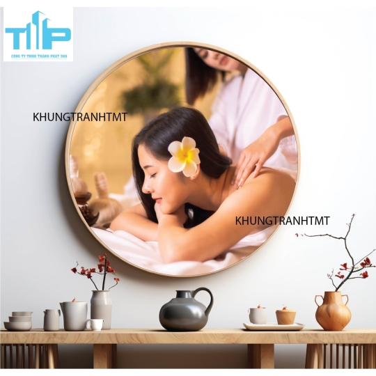 Khung tranh tráng gương - Tranh tròn spa chăm sóc da 11