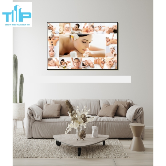 Khung tranh tráng gương treo tường tiệm spa, nail 