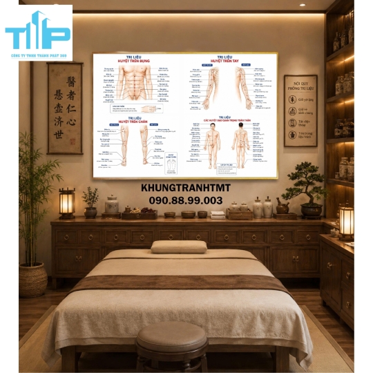 Tranh các huyệt đạo, những bệnh lý thường gặp ở cột sống cổ, lưng, ....