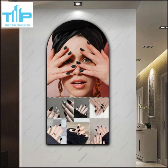 Mẫu nail màu đỏ siêu hút ánh nhìn - Tranh vòm tráng gương cao cấp