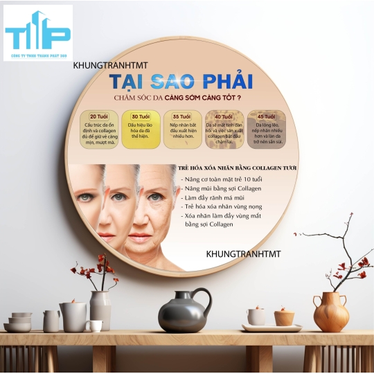 Tranh tròn chăm sóc da đúng  chuẩn y khoa - Tranh tráng gương chất lượng cao HCM