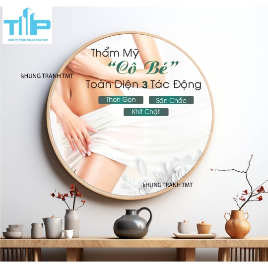 Tranh tròn công nghệ chăm sóc da khỏe đẹp hiện đại - tranh tráng gương thiết kế yêu yêu cầu